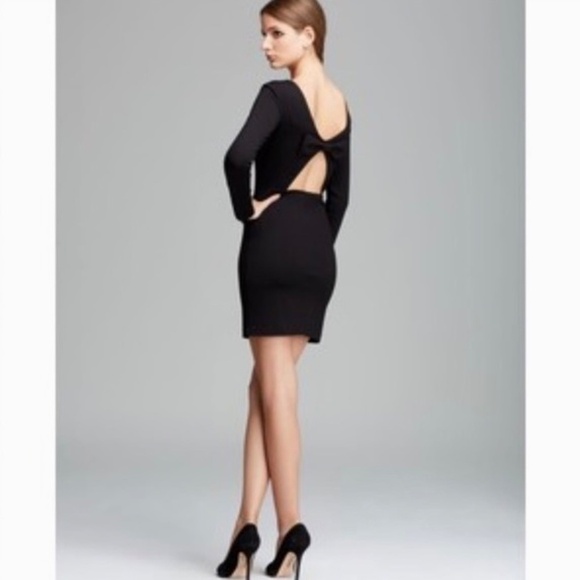 AMANDA UPRICHARD Black Open Back Bow Ponte Knit Dress Sheath Classic Large - Picture 1 of 13